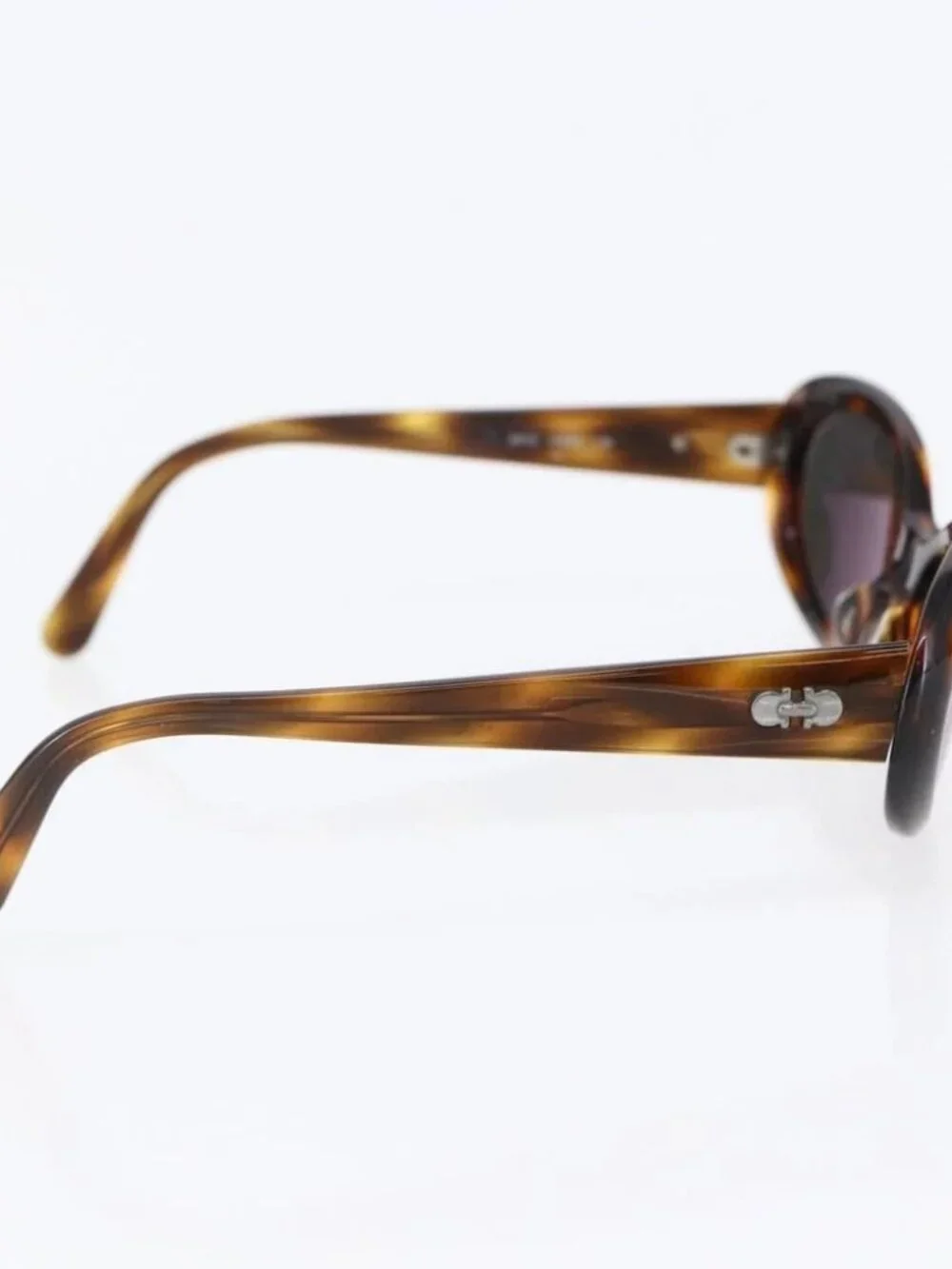 Salvatore Ferragamo Gancini Sunglasses Plastic Brown Auth SW1683